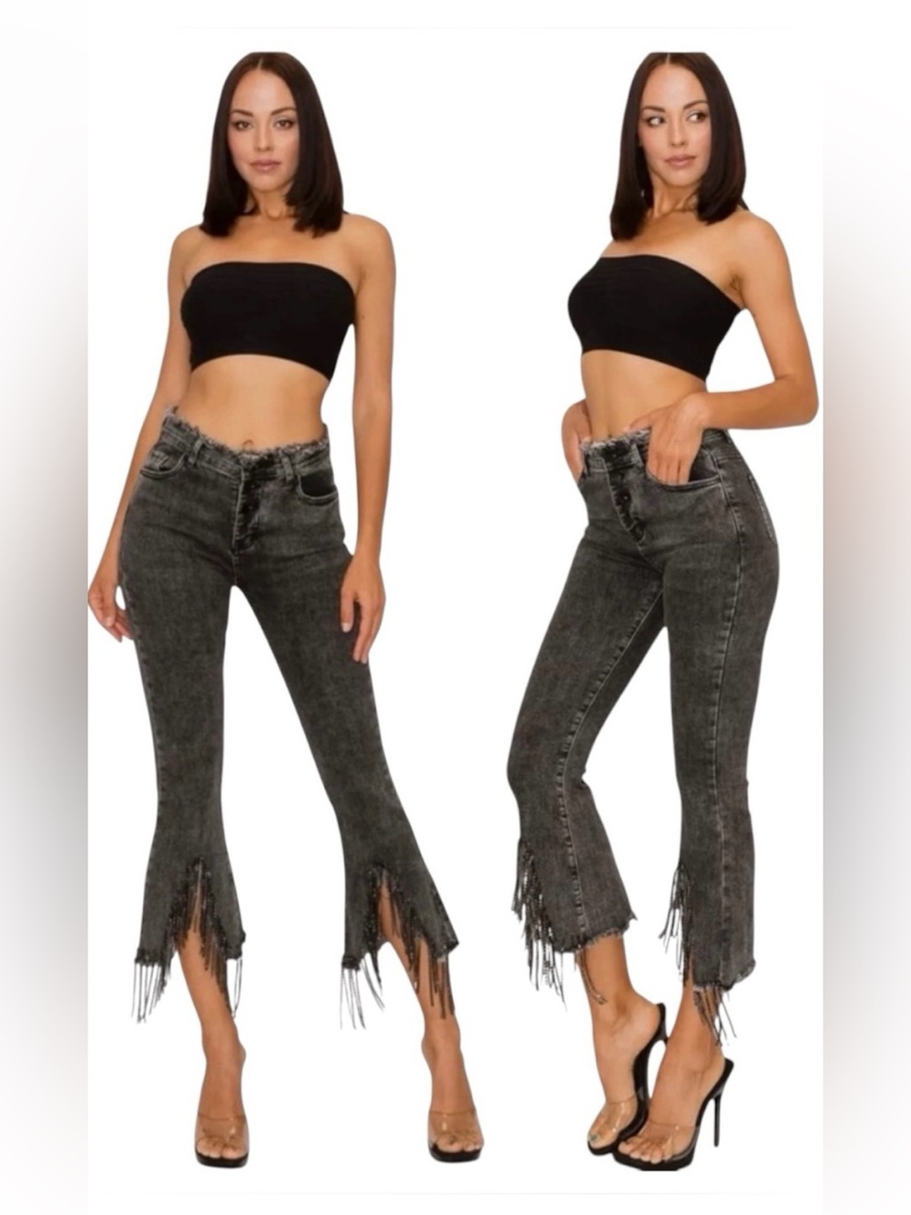 Blue B Rhinestone Fringe Jeans